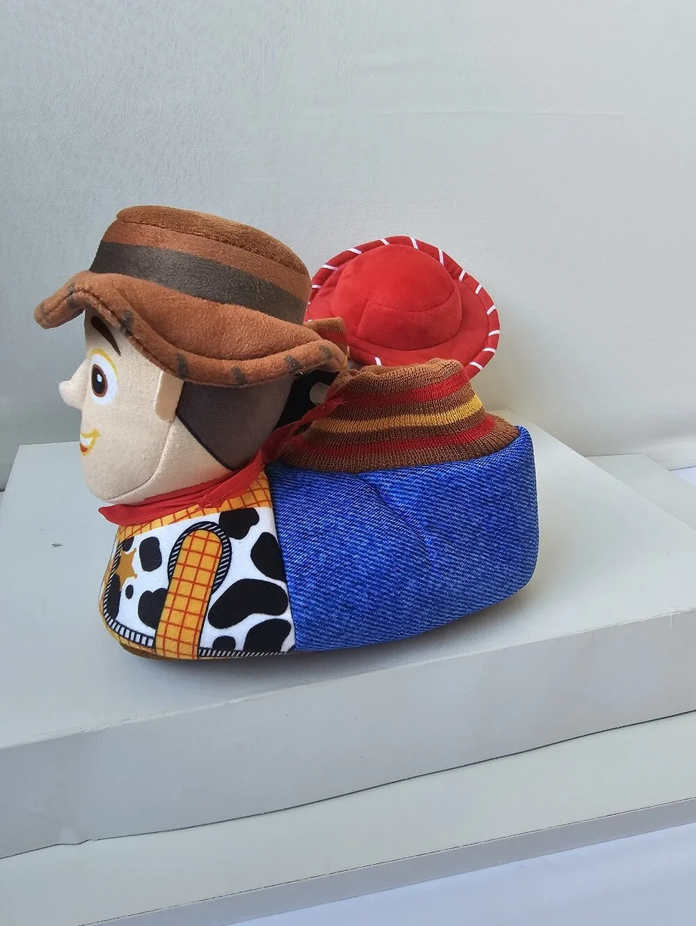 ​Disney Pixar Toy Story Woody & Jessie Plush Slippers Kids Size 11-12 NWT